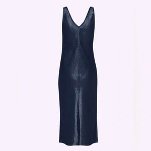 Aritzia Babaton Caspar satin slip dress in midnight navy blue